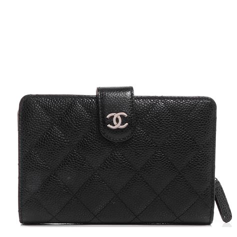 CHANEL Caviar Quilted Zipped Pocket Wallet Black